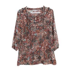 CLOCKHOUSE ruffle collar paisley print blouse Large @X